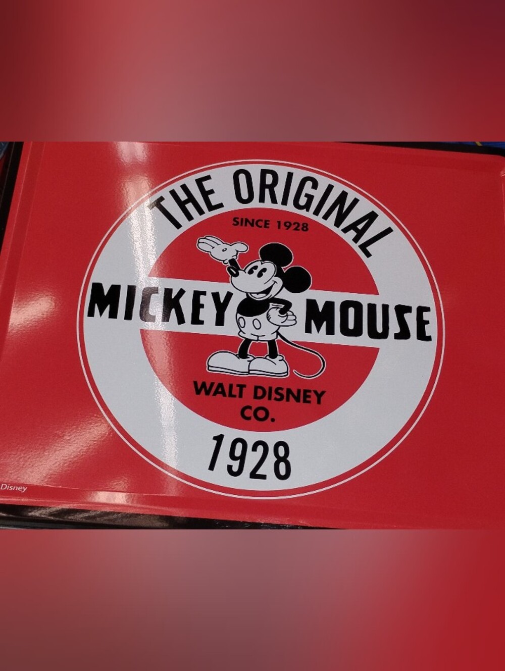 Disney Mickey Mouse Red Metal Lunch Box - The Original 1928